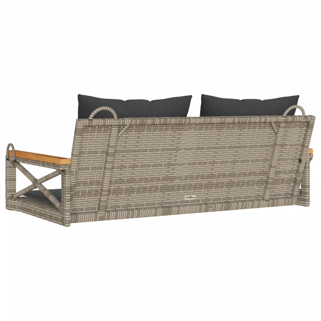 Panca da Giardino | Panchina Dondolo con Cuscini Grigia 109x62x40 cm in Polyrattan