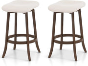Set di 2 Sgabelli da Bar Girevoli, Sgabelli da Bar senza Schienale di 74 cm con Sedili Imbottiti e Gambe in Legno Massello, Sedie per Isola Cucina con Poggiapiedi per Sala da Pranzo