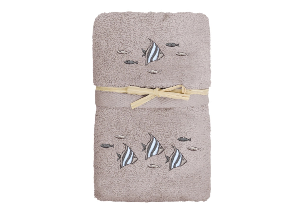 Set Asciugamano Copiola Salvietta Bagno In Spugna 100% Cotone Polinesia - Copiola - Tortora
