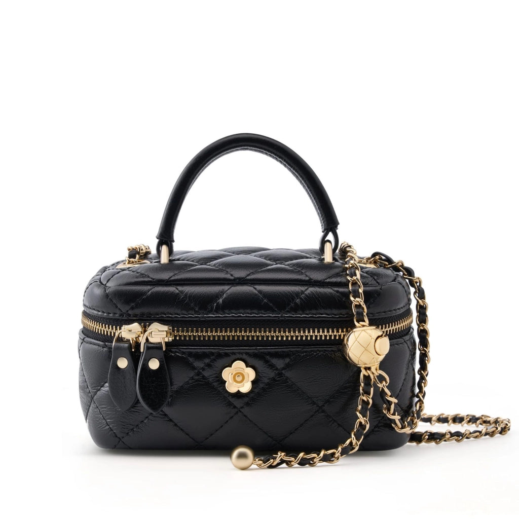 Borsa piccola da donna in vera pelle, nera