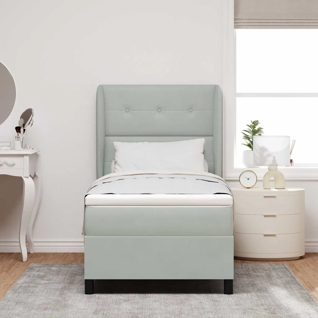 Letto a molle con materasso Grigio chiaro 200 x 90 cm Velluto 3340910