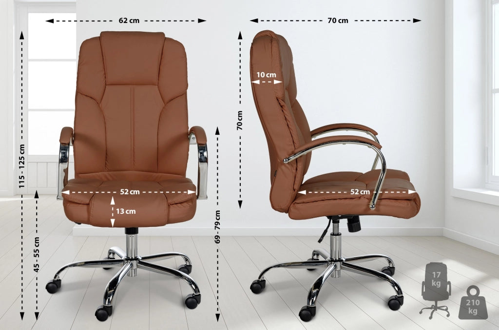 Poltrona ufficio XXL Xanthos in similpelle marrone chiaro