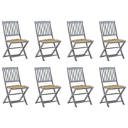 Sedie da Giardino Pieghevoli 8 pz con Cuscini Massello Acacia cod mxl 24194