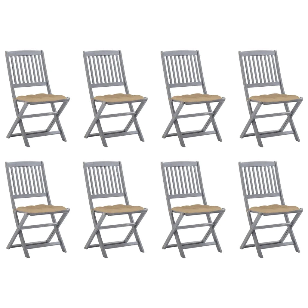 Sedie da Giardino Pieghevoli 8 pz con Cuscini Massello Acacia cod mxl 24194