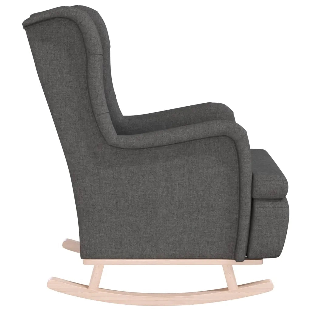 Poltrona Gambe a Dondolo Legno di Hevea Grigio Scuro in Tessuto 329406