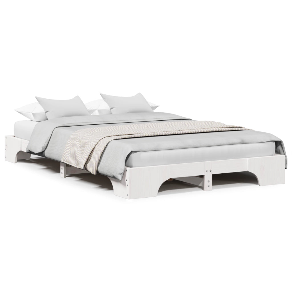 Struttura Letto Bianco Legno Massello 120 x 200 cm Rettangolare