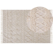 Tappeto minimalista beige in cotone con motivo geometrico 160 x 230 cm