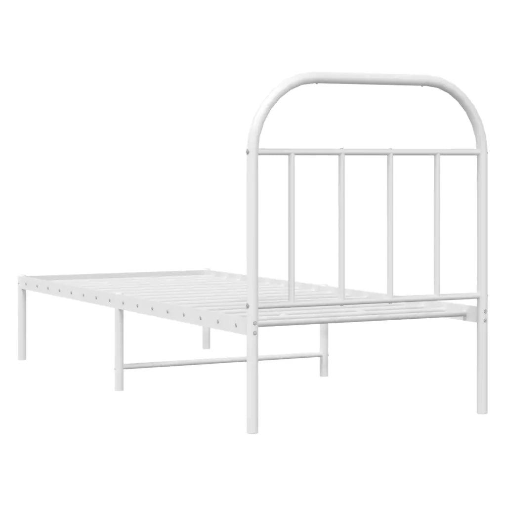 Letto singolo | Letto per adulti | Giroletto senza Materaso con Testiera Metallo Bianco 75x190 cm