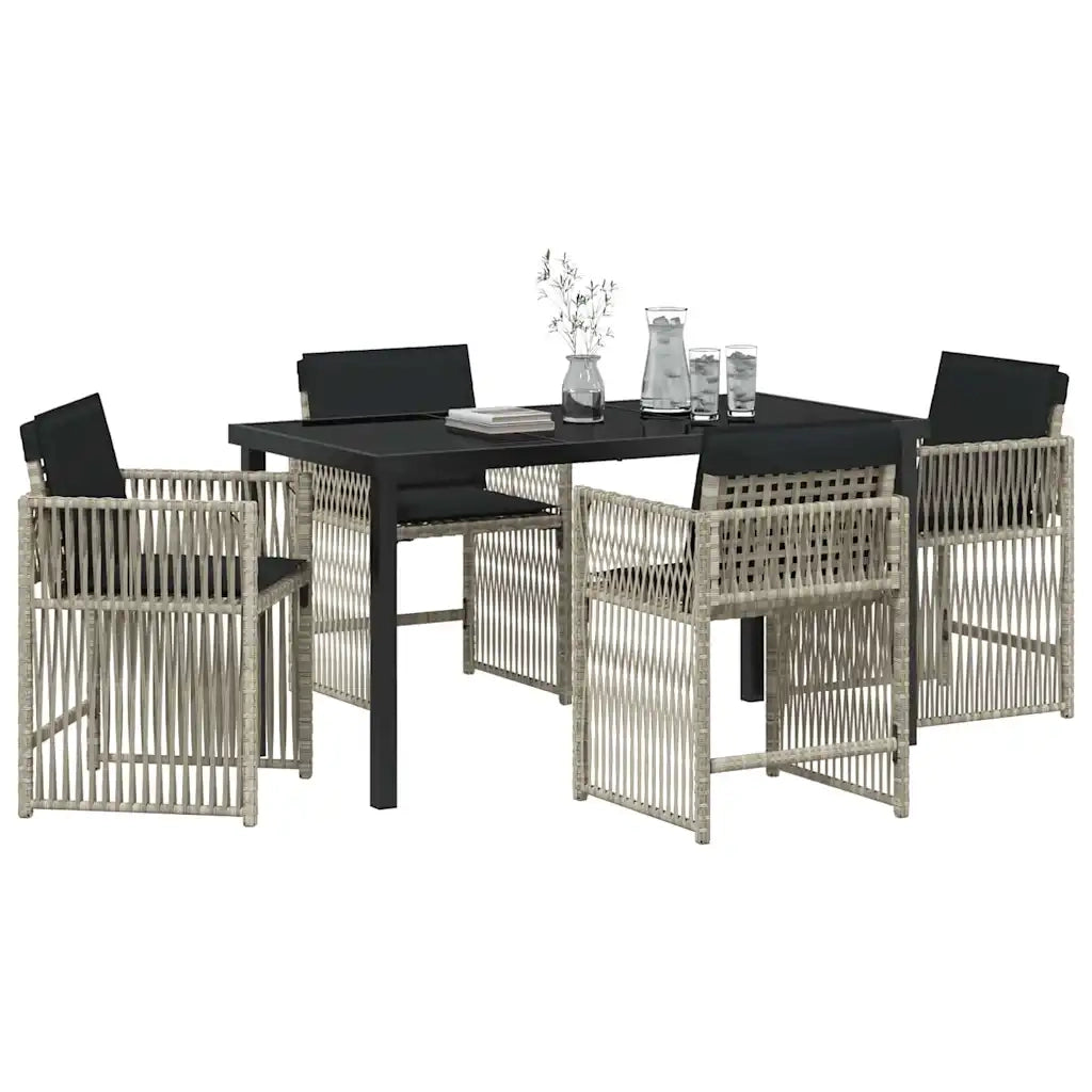 Set da Pranzo per Giardino 5 pcs Grigio chiaro polyrattan 3380790