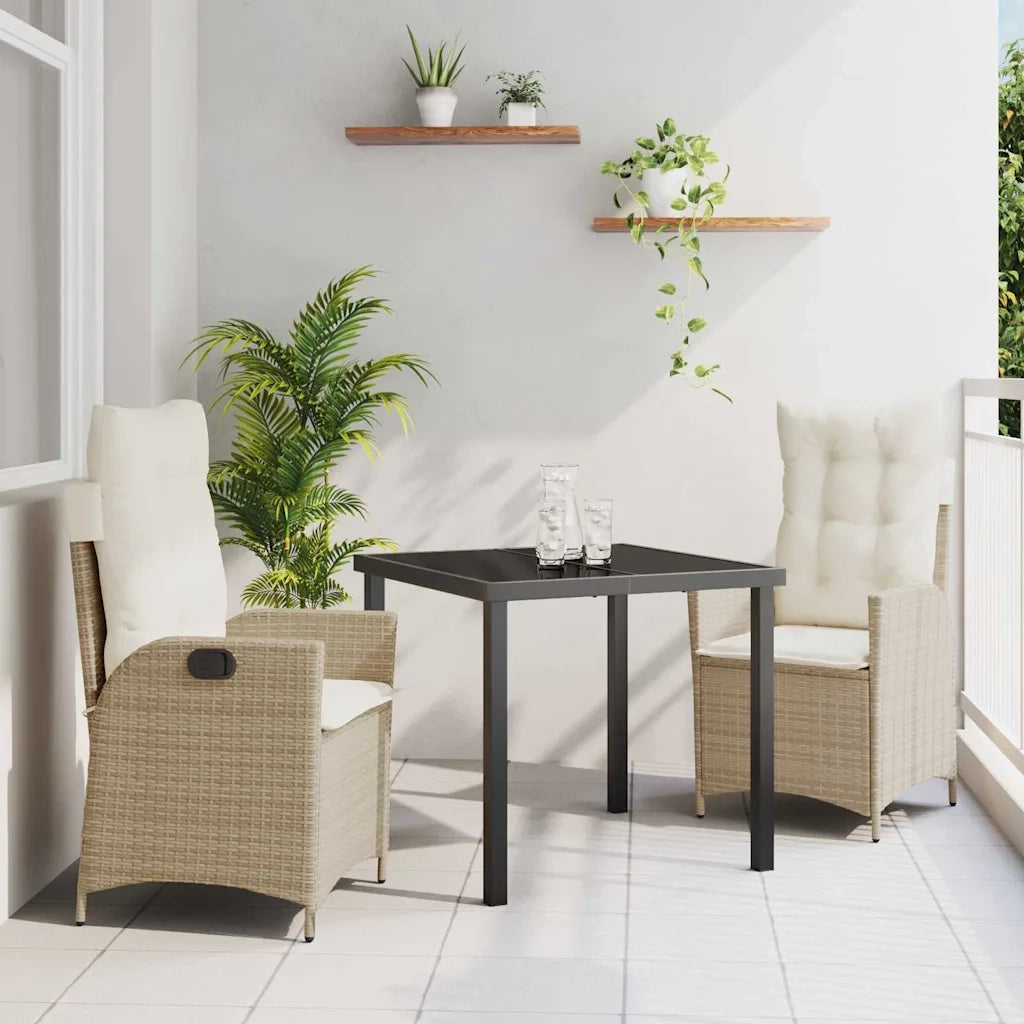 Set da Pranzo per Giardino con cuscino 3 pcs Beige polyrattan 3380505