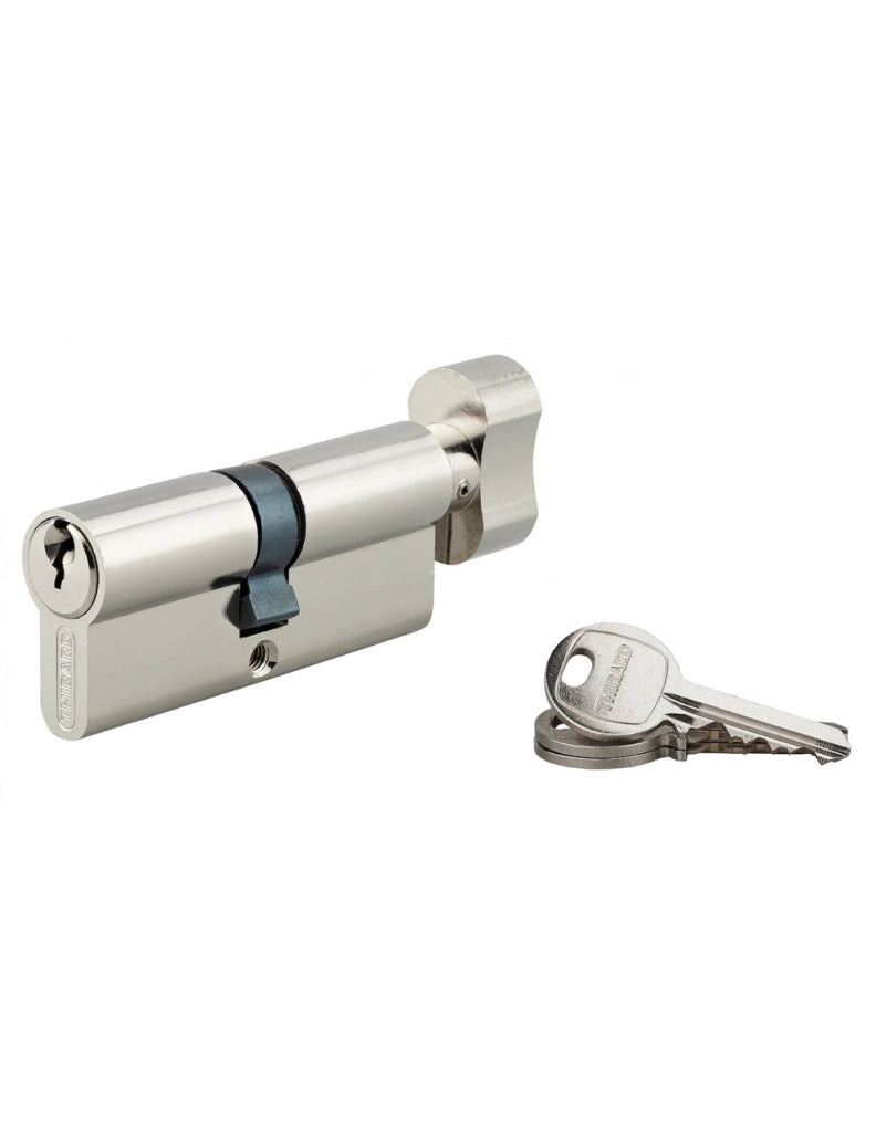Cilindro europeo per serratura a pomolo SA  40Bx40mm, anti estrazione, nichel, 3 chiavi - THIRARD