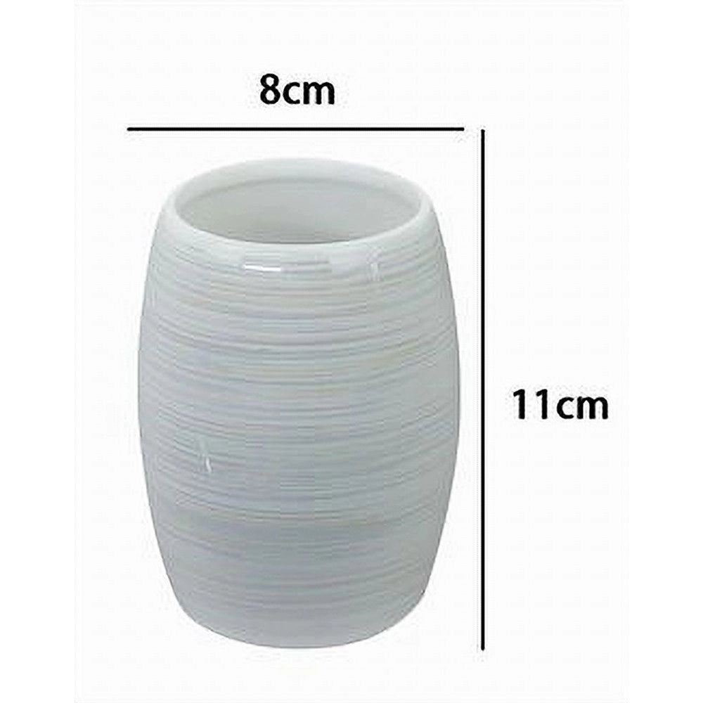 Trade Shop - Bicchiere Portaspazzolini Dentifricio Arredo Bagno Ceramica Effetto Striato 59870 -