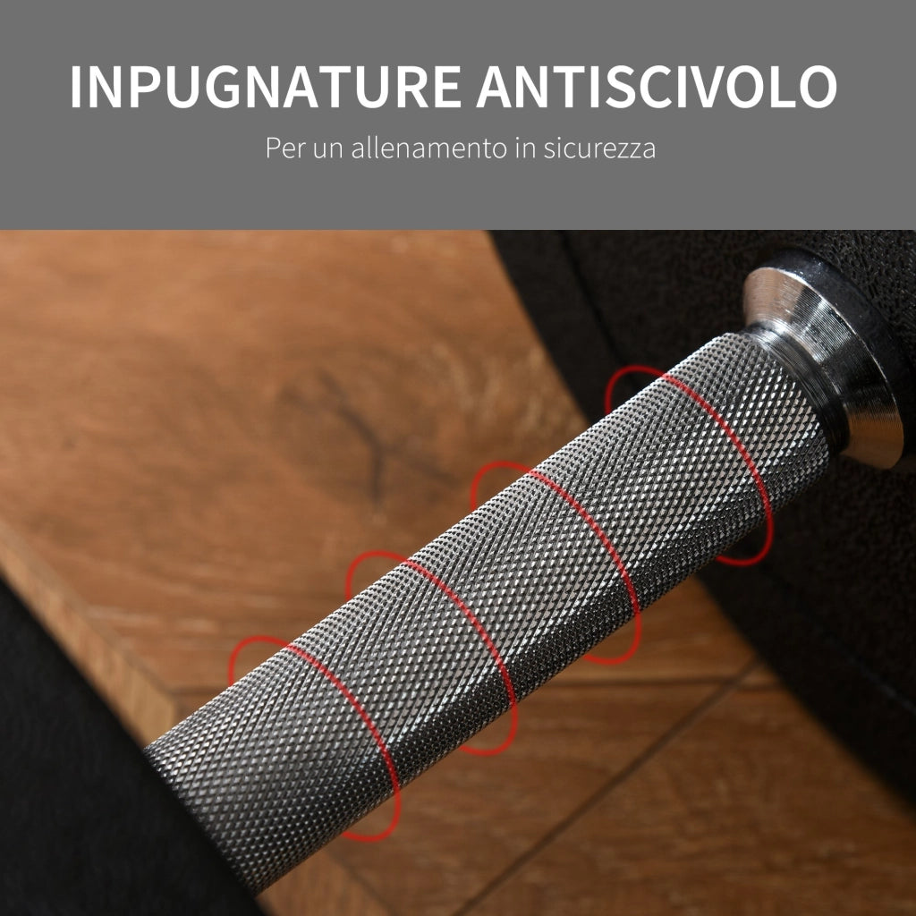 Set Manubri Palestra 30kg ¨C Zephmum ¨C 12 Dischi, 2 Manubri, Nero