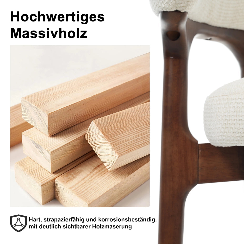 Sedie da Pranzo in Legno Massello ¨C MINIMAL ¨C Beige Chiaro, Set 4 Pezzi, Stile Moderno