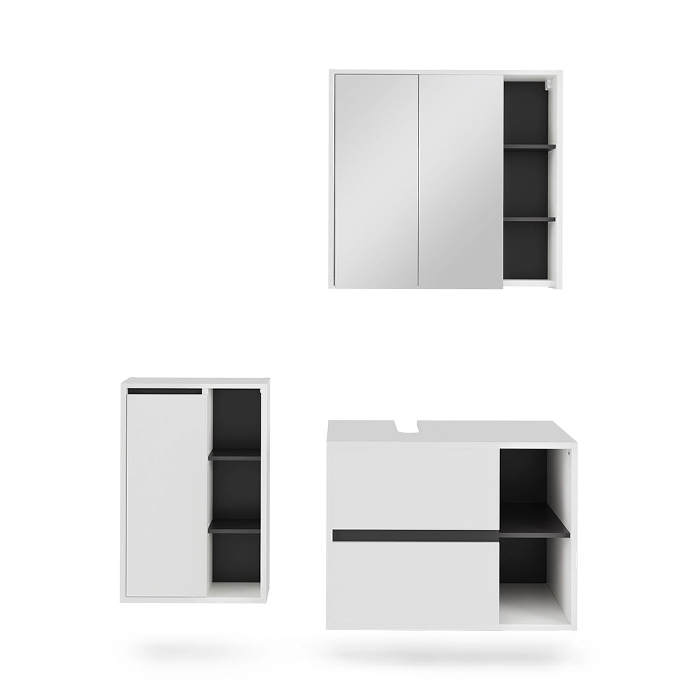 Vicco Set di mobili da bagno Bianco/Grigio 3 parti