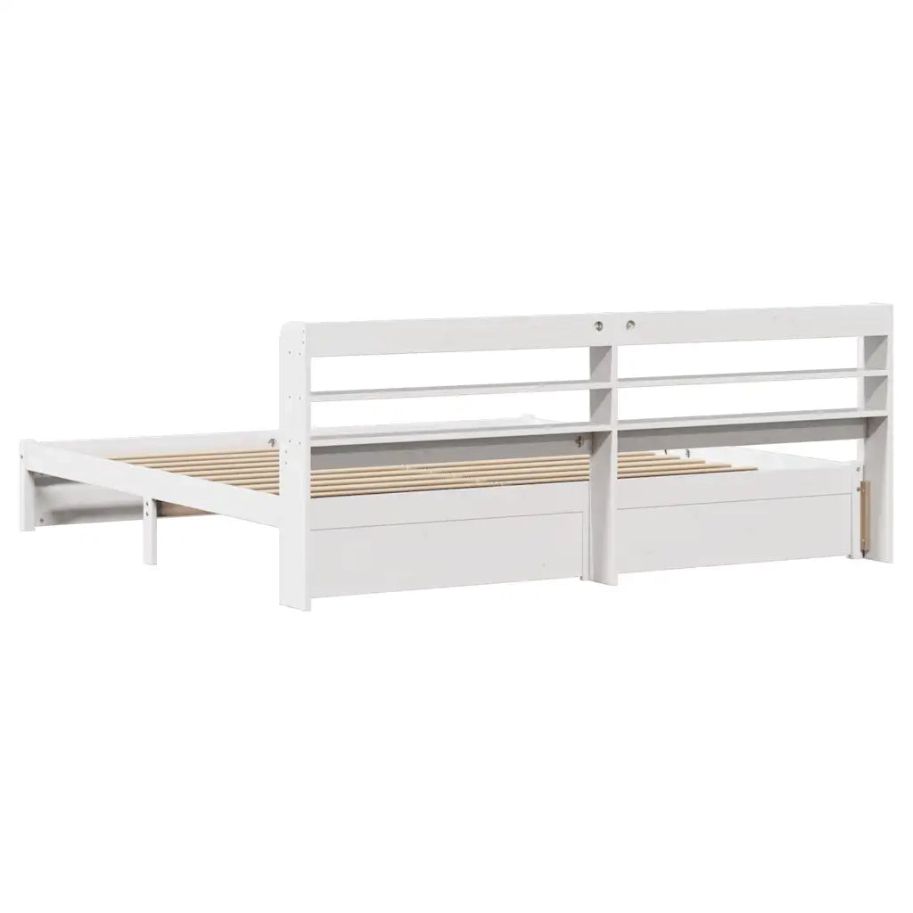 Giroletto con Testiera senza Materasso-Struttura Letto Bianco 200x200 cm 844924