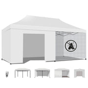 Taman Tenda / Gazebo Per Giardino 3X6 Impermeabile Tendone Pieghevole Per Fiere E Mercati Con Teli Laterali Colore Bianco