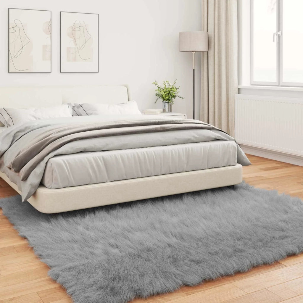 Tappeto in finta TAFALLA Grigio 200 x 200 cm Poliestere 42021533