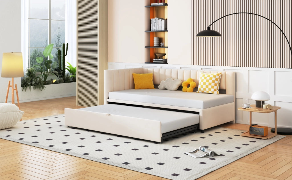 Divano letto a L con letto estraibile velluto 90x200 cm