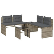 Set Divani da Giardino 4 pz | Set Salotto da Giardino con Cuscini in Polyrattan Grigio