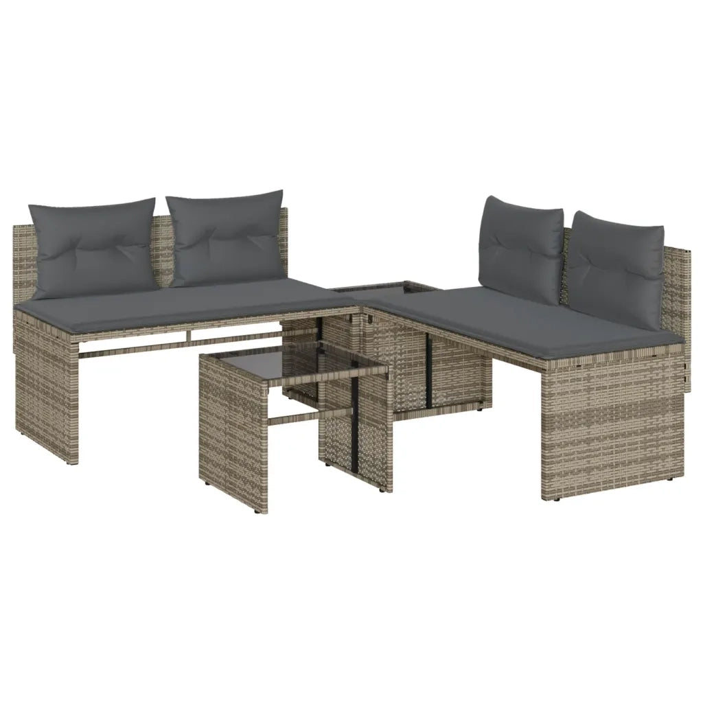 Set Divani da Giardino 4 pz | Set Salotto da Giardino con Cuscini in Polyrattan Grigio