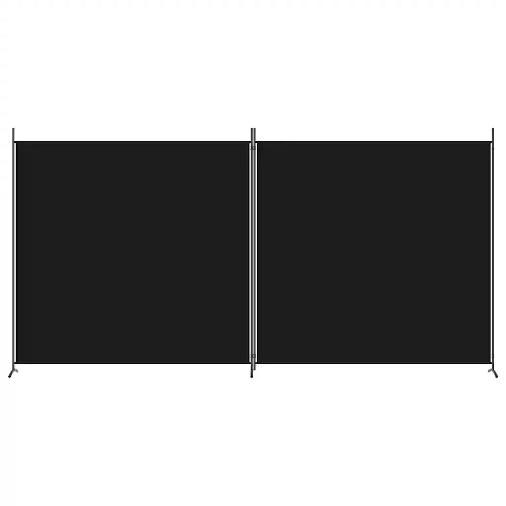 Divisorio Ambienti | Divider per stanze | Paravento a 2 Pannelli Nero 348x180 cm in Tessuto