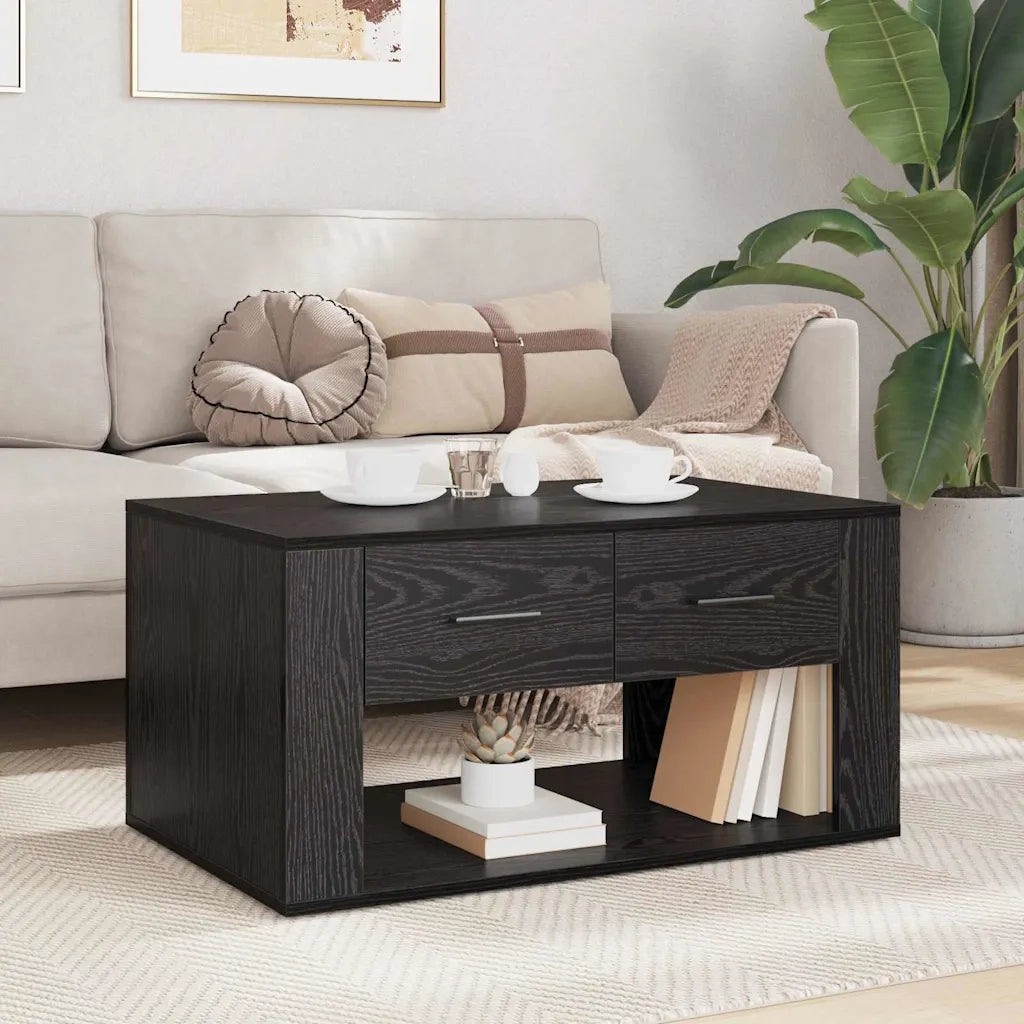 Tavolino da salotto con cassetto Rovere Nero 80 x 50 x 40 cm 881131