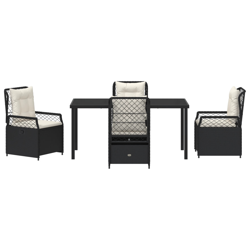 Set da Pranzo da Giardino da 5 Pezzi vitaXL Nero Rattan Sintetico