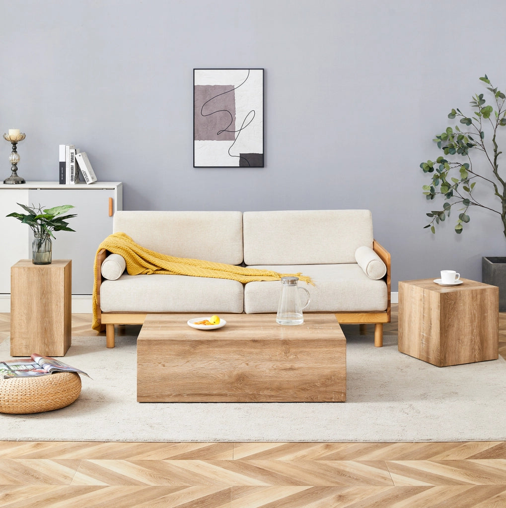 Tavolino da caffè rettangolare effetto legno, stile moderno e pratico