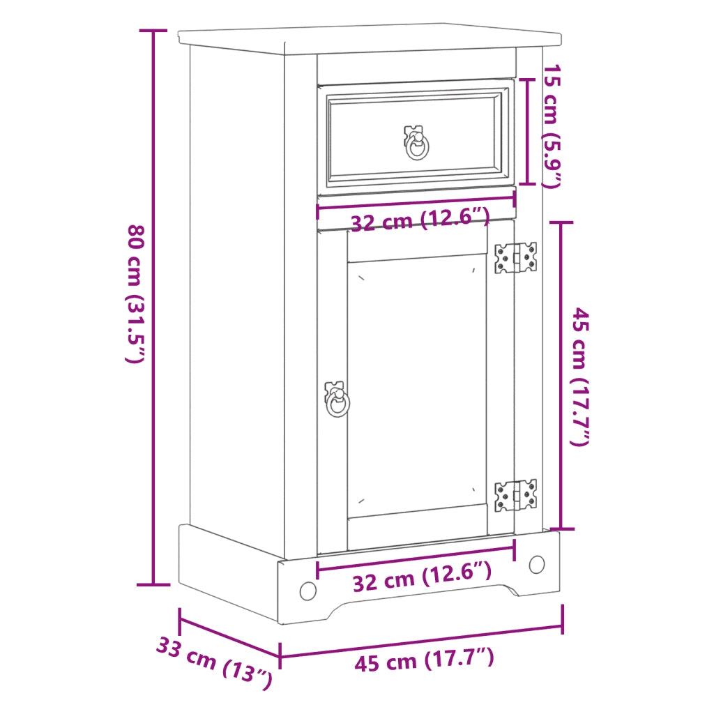 Mobile da Bagno | Armadio da bagno Corona 45x33x80 cm in Legno Massello di Pino