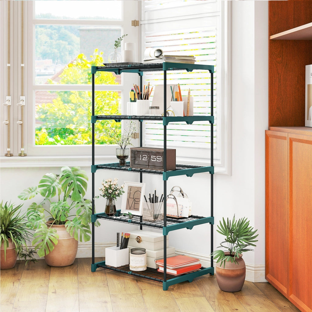 Scaffale porta piante 5 ripiani in metallo ¨C Xylo ¨C verde, 67x49x138 cm, interno/esterno