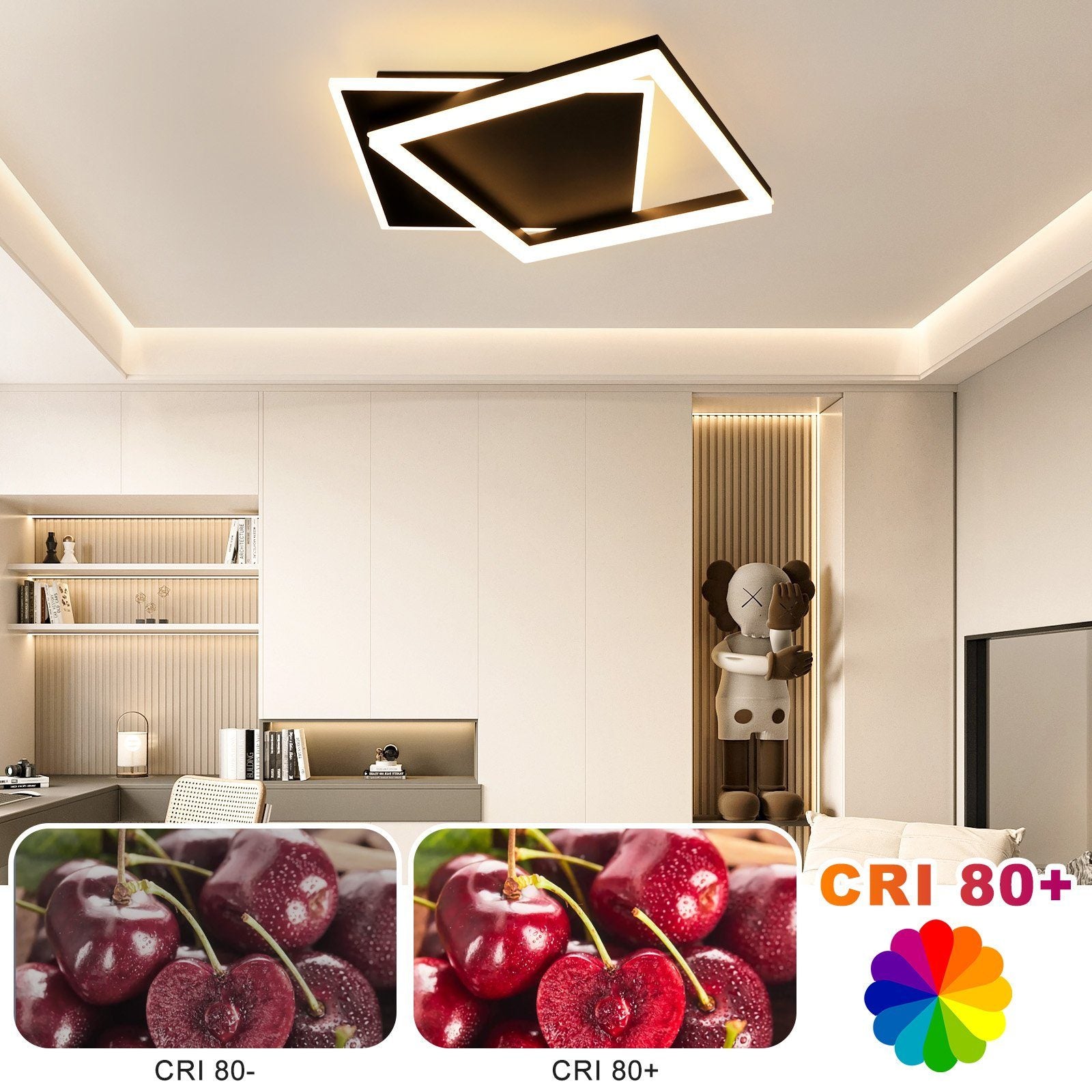 ZMH Lampada da soffitto plafoniera LED nera 42W per soggiorno camera letto