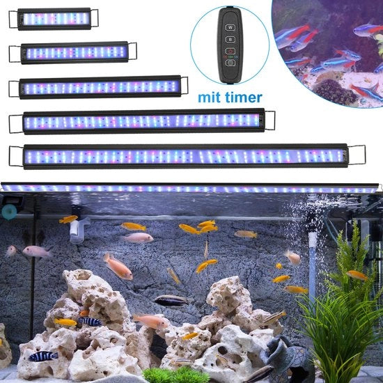 Lampada LED RGB per acquario 18W con supporto e timer per interni