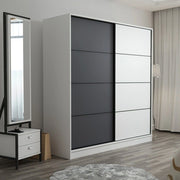 Armadio Camera da Letto Cuvio, Guardaroba 2 Ante 5 Ripiani, 180x210h cm Bianco