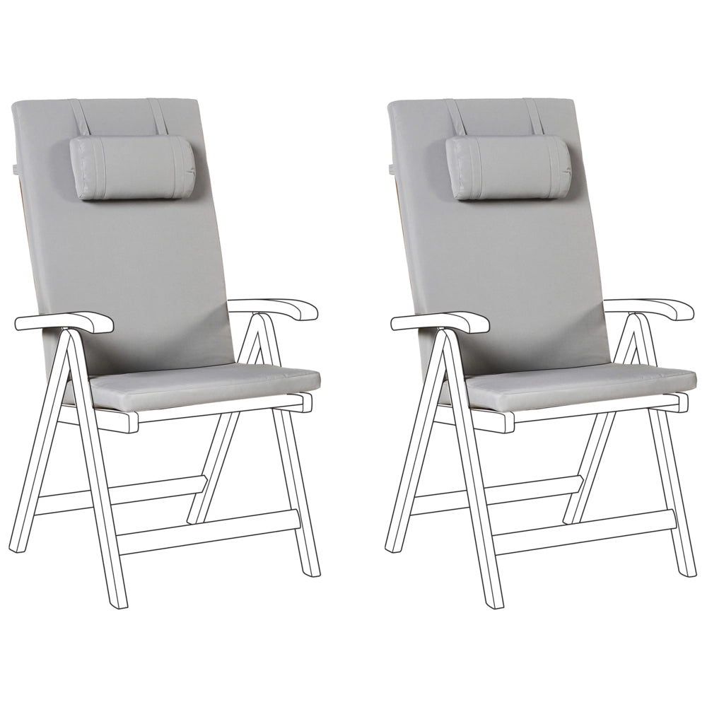 Set di 2 cuscini per sedie da giardino Cuscino per schienale in poliestere grigio chiaro Design moderno Cuscino per esterni
