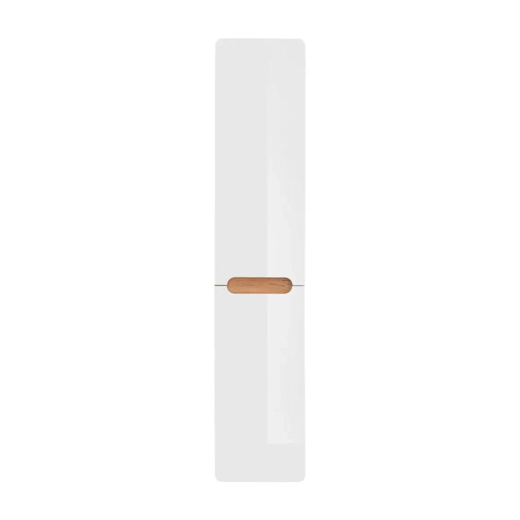Colonna bagno ERBANO – Rovere chiaro e bianco lucido – 35x68 cm – 2 porte – Da appendere