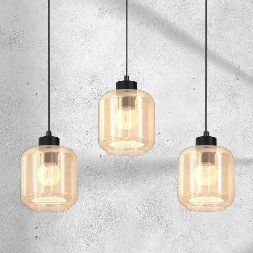 Lampada a sospensione Milagro Sombra MLP8371 3xE27 nera/ambra