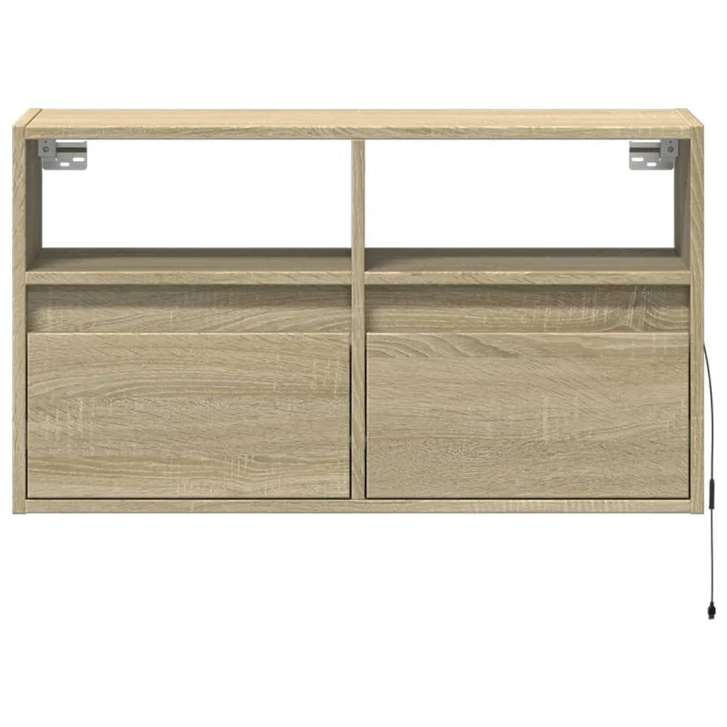 Mobile TV multimediale mensola TV credenza mobile TV sala da pranzo soggiorno parete attrezzata per camera da letto con luci LED rovere Sonoma 80 x 31 x 45 cm marrone 02_0028028