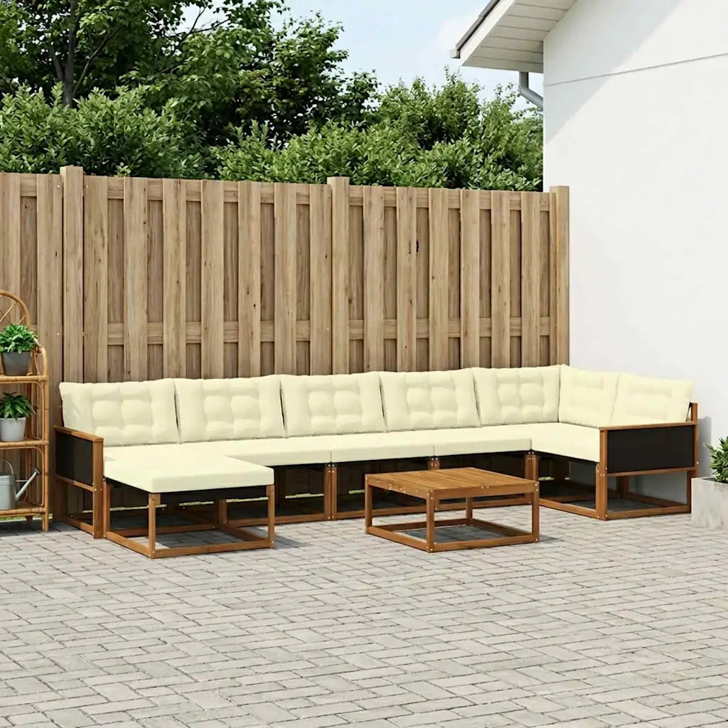 Set di divani da esterno con cuscino 8 pcs Naturale e Crema 3381574