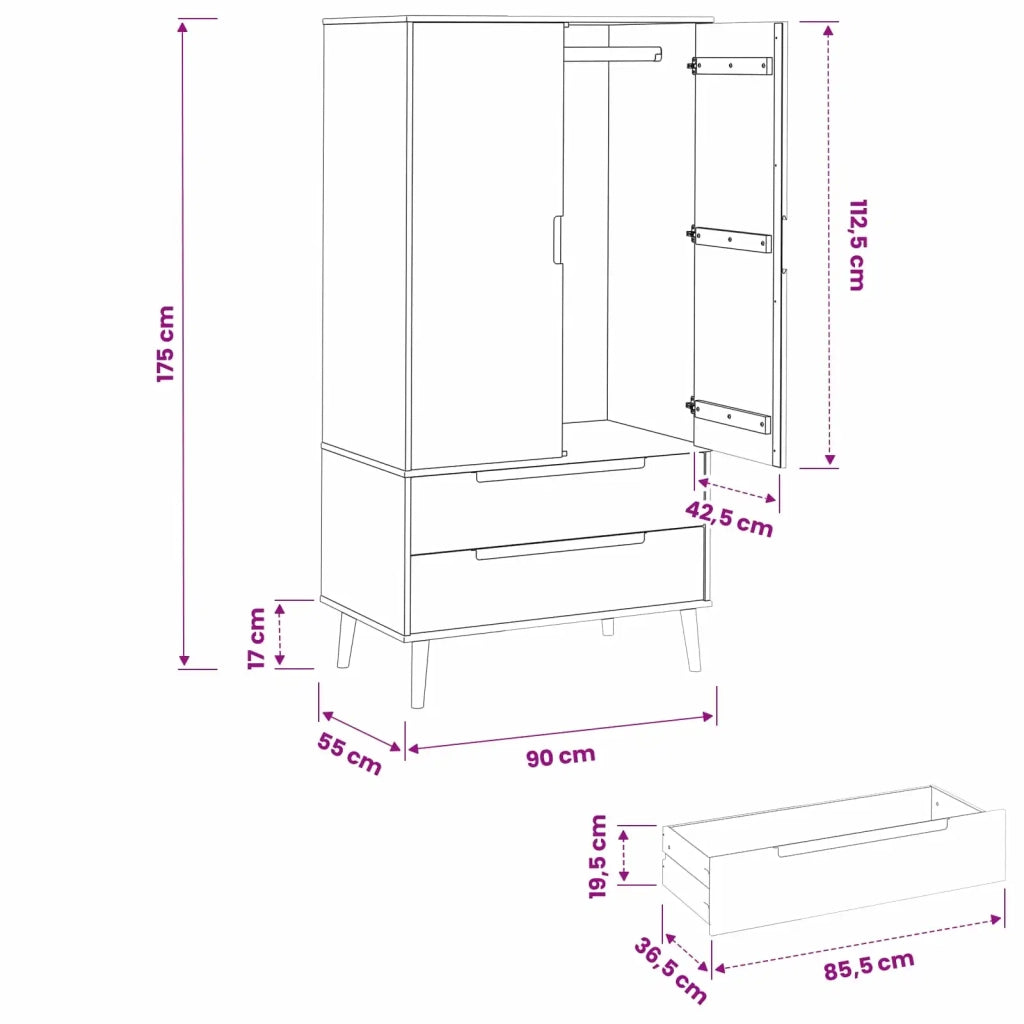 Guardaroba MOLDE Caramello 90 x 55 x 175 cm 42020939