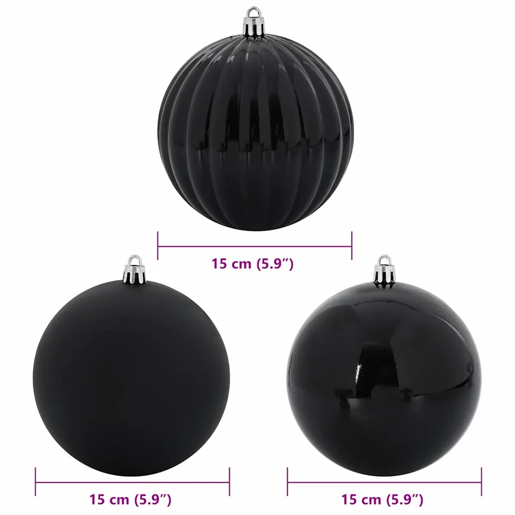Set di Palle di Natale 9 pz-Decorazioni natalizie Nero Plastica