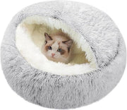 Letto per gatti a forma di donut per piccoli e medi animali domestici - Cuscino calmante con pelo morbido e fondo antiscivolo - Ideale per dormire e riposare