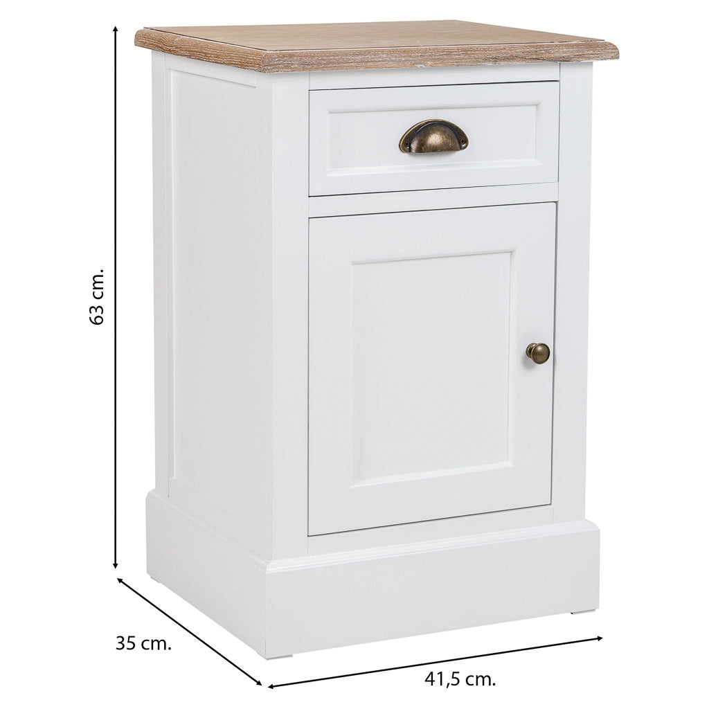 Comodino in legno bianco 41,5x35x63