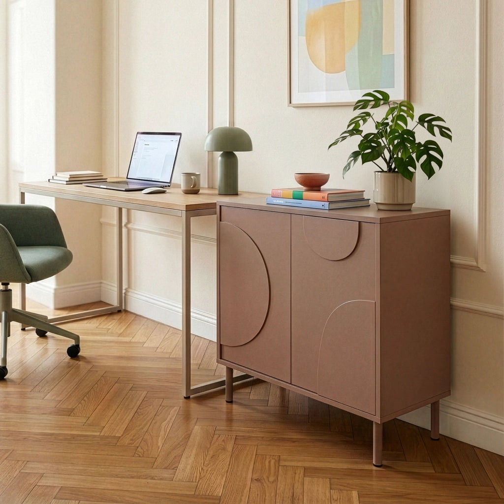 Credenza Holea Comò a 2 Ante 75 x 70 x 34 cm - Marrone Cioccolato Latte [en.casa]