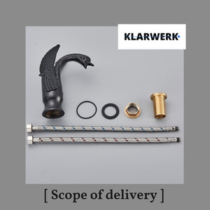 ADRIAN | Rubinetteria da bagno di design in acciaio inox con effetto cigno per lavabo lussuoso nero opaco ristorazione | miscelatore bagno 2 attacchi