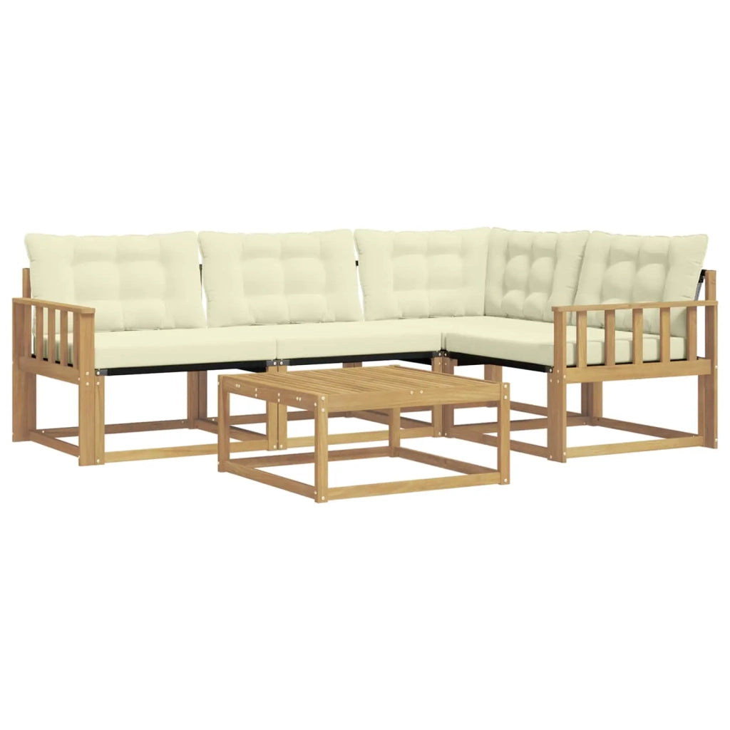 Set di divani da esterno 5 pcs Bianco e Crema 79 x 79 x 37 cm