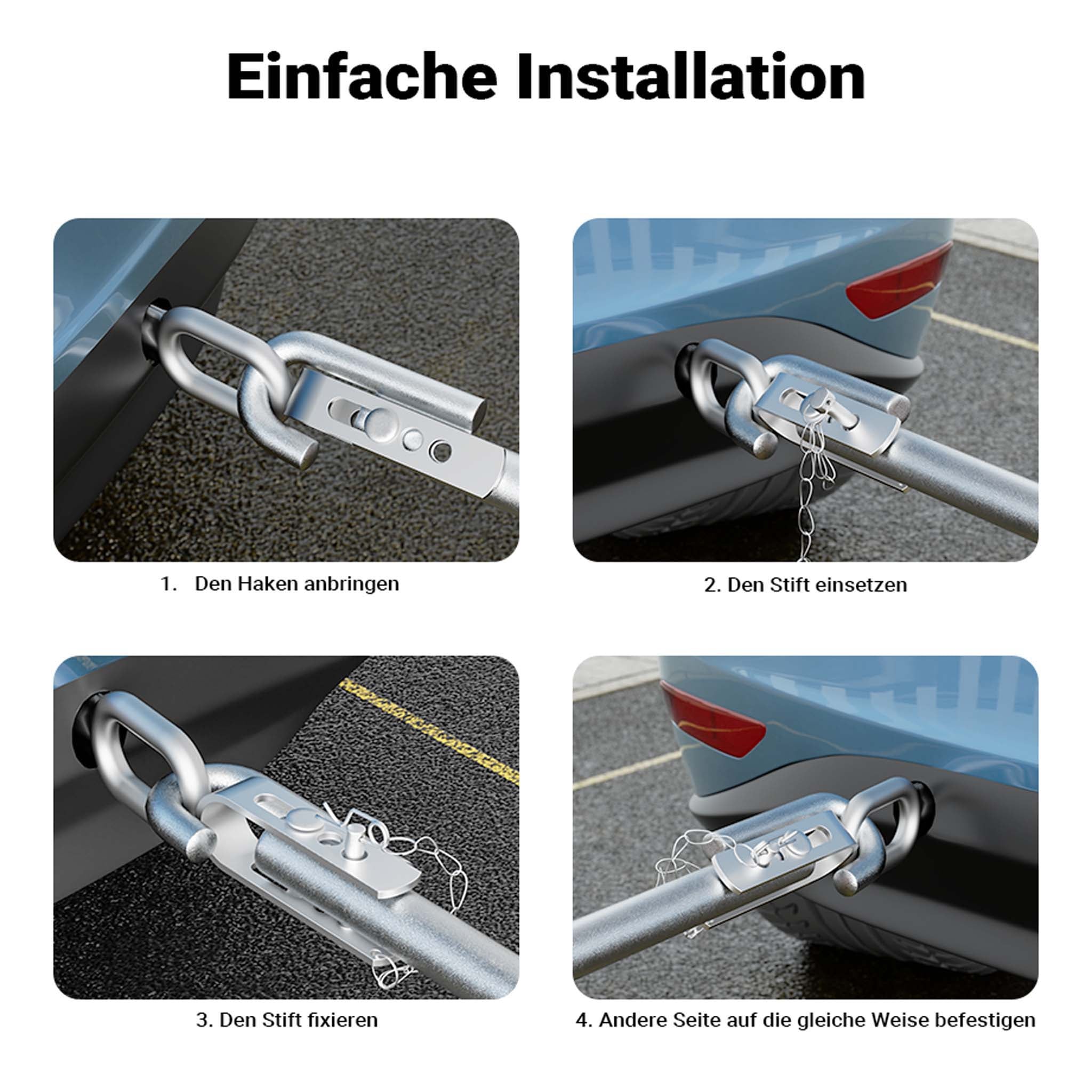 Barra da traino max 3 tonnellate 2 m in acciaio con smorzamento