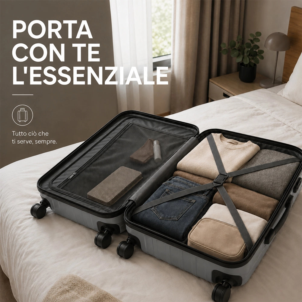 Valigia Bagaglio a Mano 55x40x20 cm Grigio Trolley Lugano Adatto Ryanair Easyjet