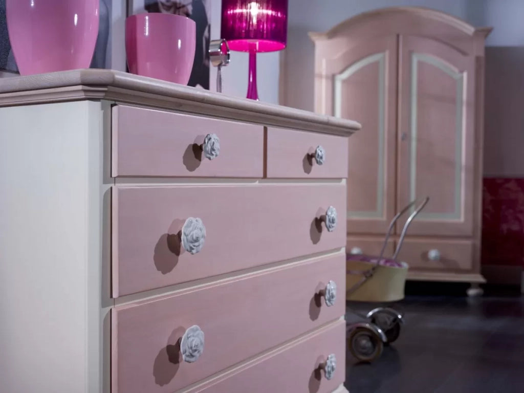 Como 5 cassetti in legno rosa e miele l.118 p.52 h.99 (2208) - Mobili 2G