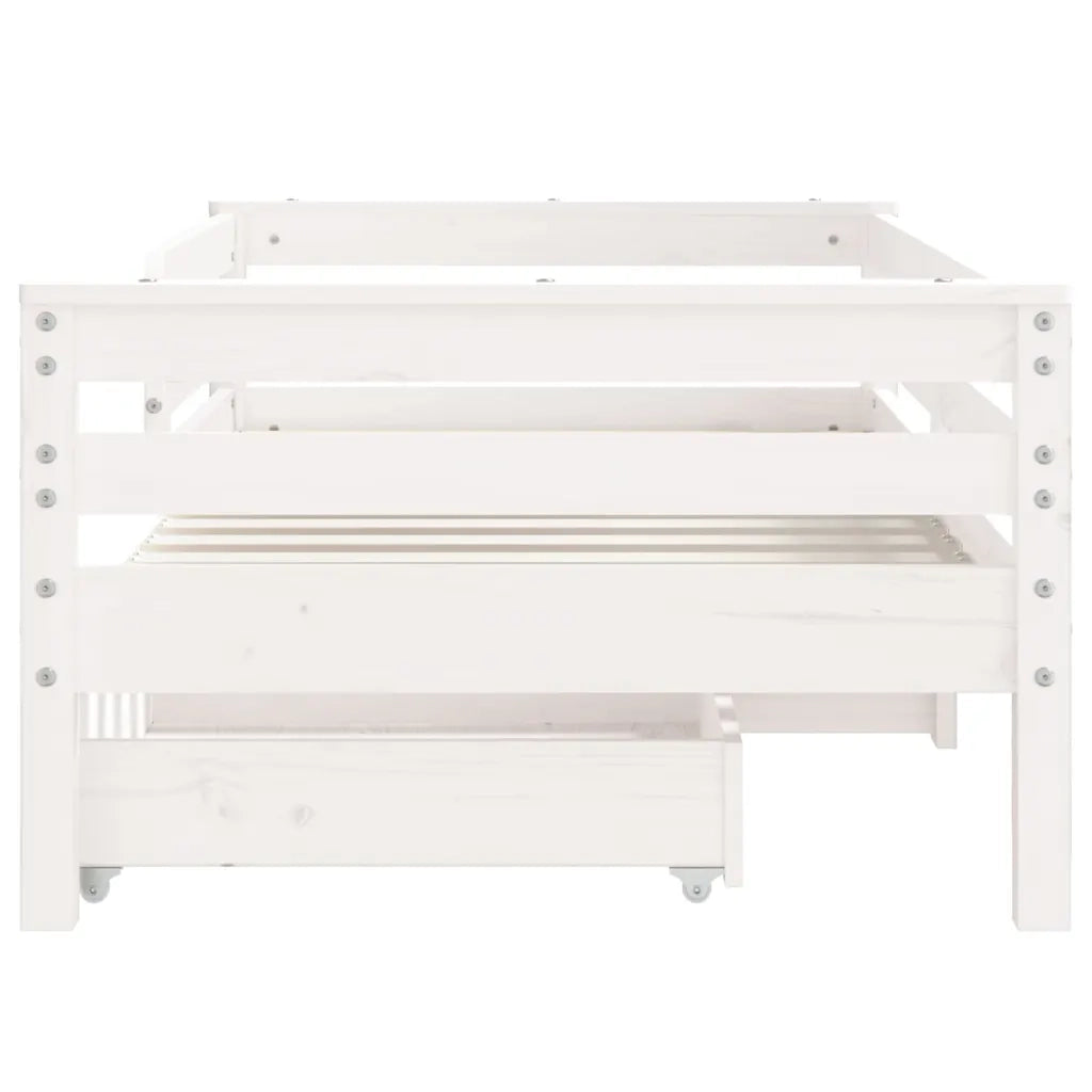 Giroletto Bambini | Letto Infantile | Lettino con Cassetti Bianco 70x140cm Massello di Pino